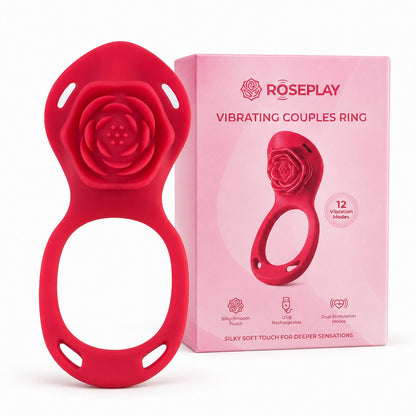 ROSEPLAY Auflegevibrator in Rot mit Verpackung – 12 Vibrationsmodi, USB wiederaufladbar
