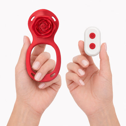 ROSEPLAY Vibrator und Fernbedienung in der Hand – Größenvergleich