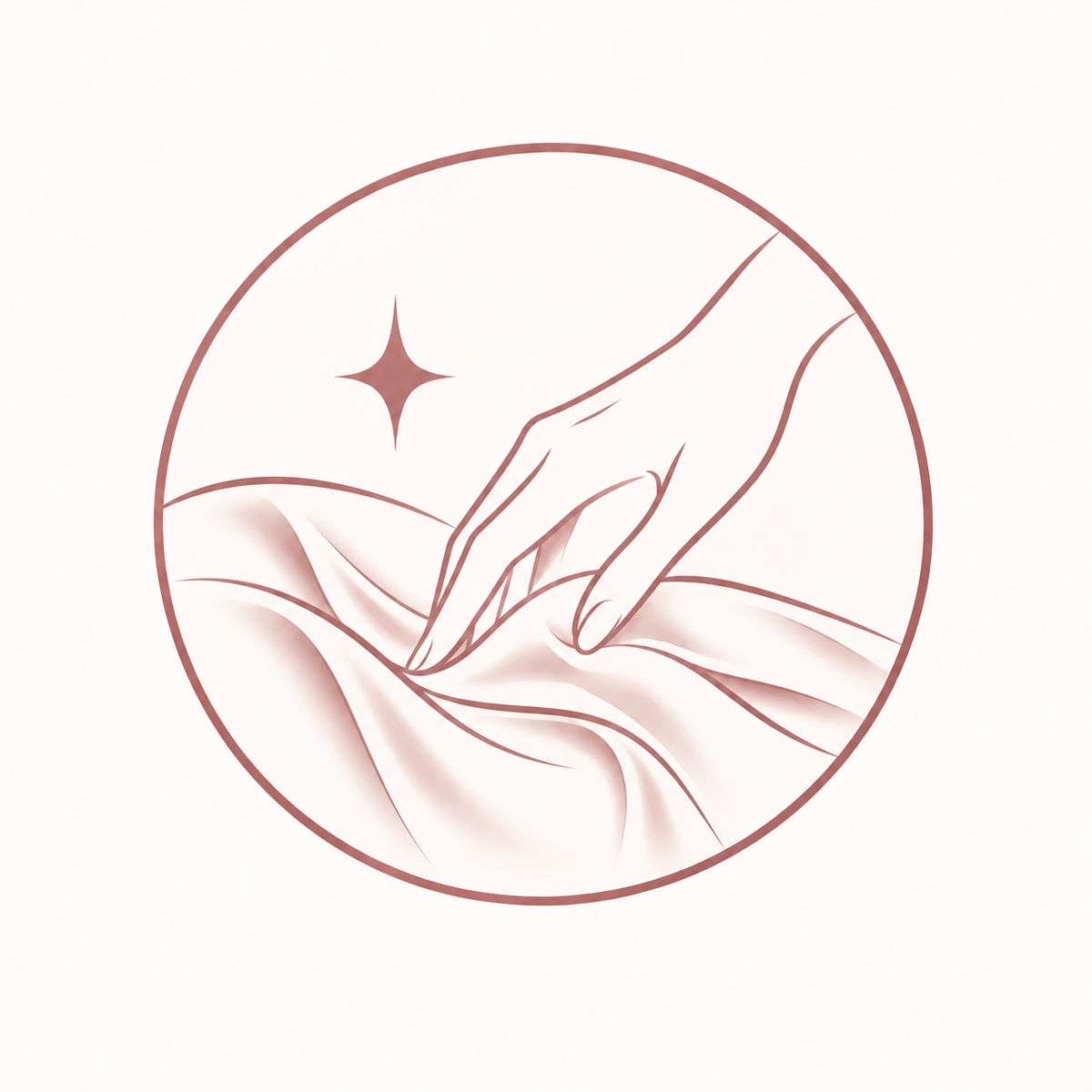 Illustration einer Hand auf weichem Stoff – hochwertige Materialien